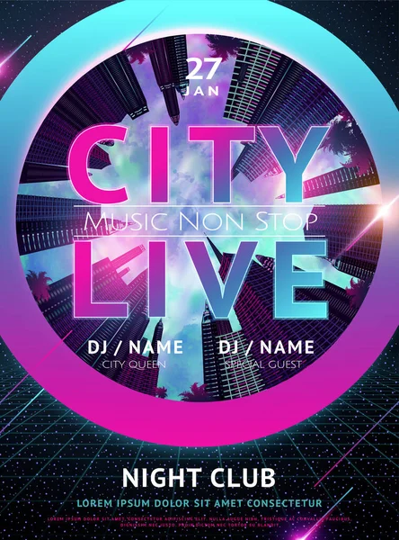 Cyberpunk style night club poster — Stock Vector