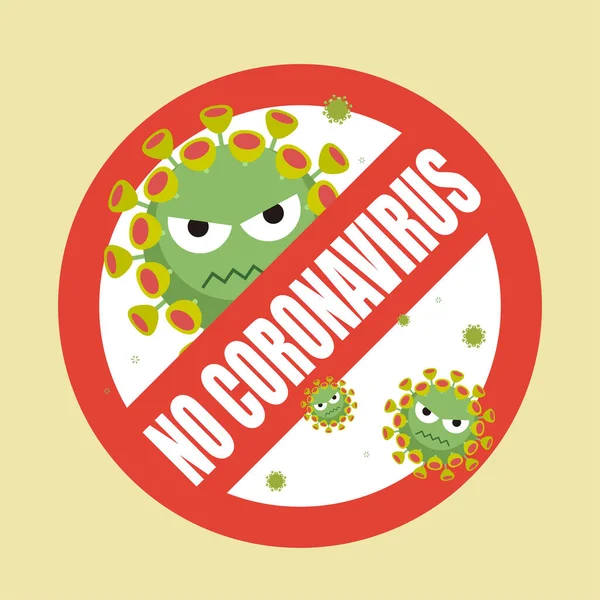 Coronavirus Verboden Teken Platte Stijl Illustratie — Stockvector