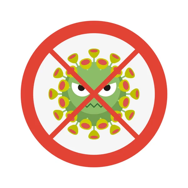 Coronavirus Prohibited Sign Flat Style Illustration — Stock Vector