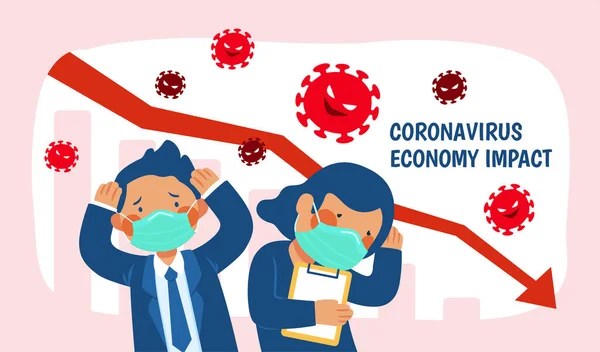 Candidatos Emprego Afetados Pelo Coronavírus Pessoas Perturbadas Seta Declínio Cercado —  Vetores de Stock