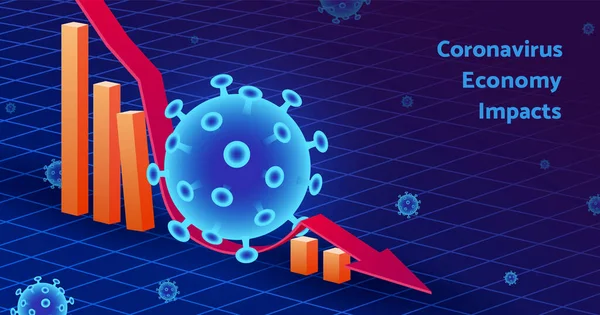 Economía Del Coronavirus Impacta Con Virus Gigante Golpeó Mercado Valores — Archivo Imágenes Vectoriales