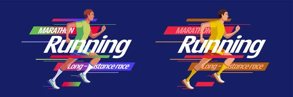 Icône Course Marathon Coloré Avec Des Hommes Vêtements Sport Verts — Image vectorielle