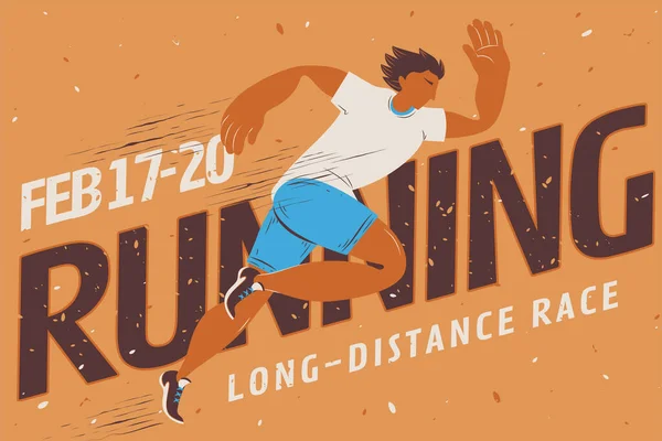 Cartoon Style Longue Distance Course Événement Affiche Design Avec Bronze — Image vectorielle