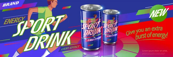 Illustratie Sport Drank Banner Advertenties Met Lopers Groene Sportkleding — Stockvector