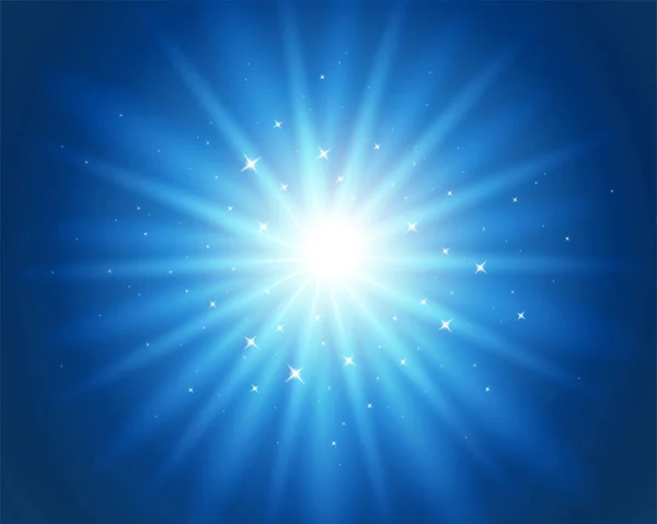 Λαμπερό Εφέ Ριπής Φωτός Αστρικά Στοιχεία Μπλε Φόντο — Διανυσματικό Αρχείο
