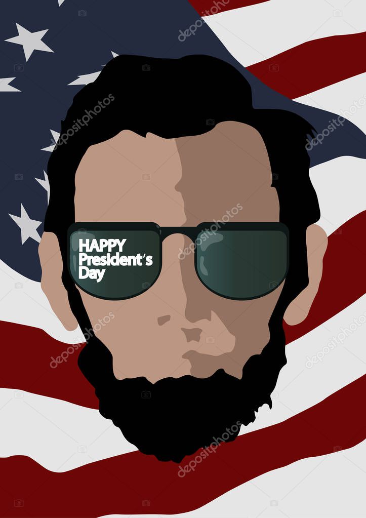 The birthday of presidents of the United States on the background of the flag of America