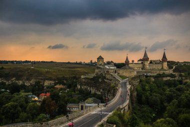 Antik kale manzaralı Kamienec-Podolsk, Ukrayna