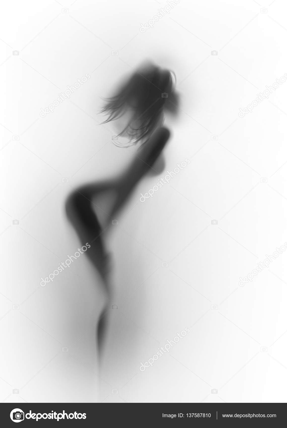 Beautiful And Sexy Long Hair Slender Woman Body Silhouette Stock Photo By C Belphnaque