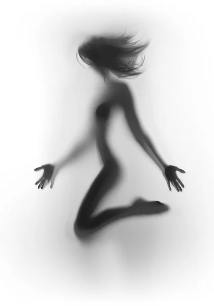 Corpo perfetto silhouette donna sexy, capelli lunghi, mani, dita — Foto Stock