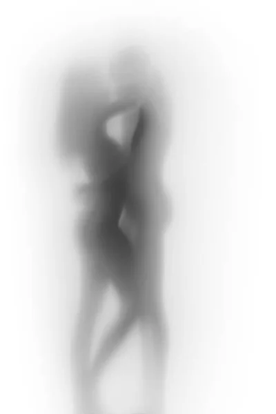 Coppia sexy tenere ogni altro, silhouette del corpo — Foto Stock