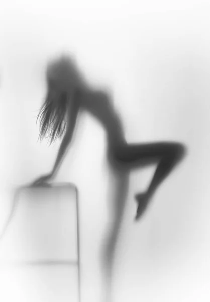 Силуэт Стройной Сексуальной Женщины Длинными Волосами — стоковое фото