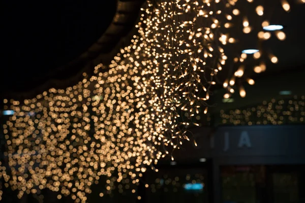 Muitas Lâmpadas Pequenas Luzes Decoração Bokeh Ornamental — Fotografia de Stock