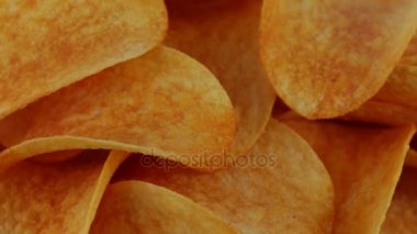 Patates cipsi portre, makro görünümü gıda arka plan döndürme