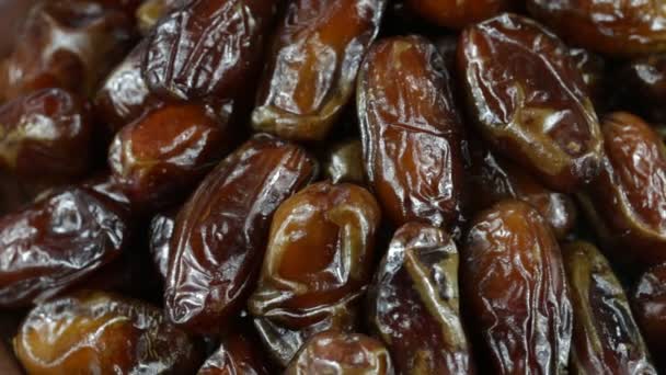 Dried date fruit rotates , closeup — Stock Video