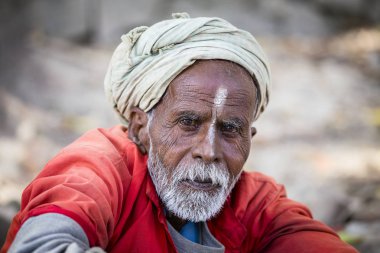 Shaiva sadhu, Pashupatinath Tapınağı, Katmandu kutsal adam portresi. Nepal