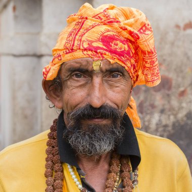 Shaiva sadhu, Pashupatinath Tapınağı, Katmandu kutsal adam portresi. Nepal