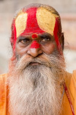 Shaiva sadhu, Pashupatinath Tapınağı, Katmandu kutsal adam portresi. Nepal