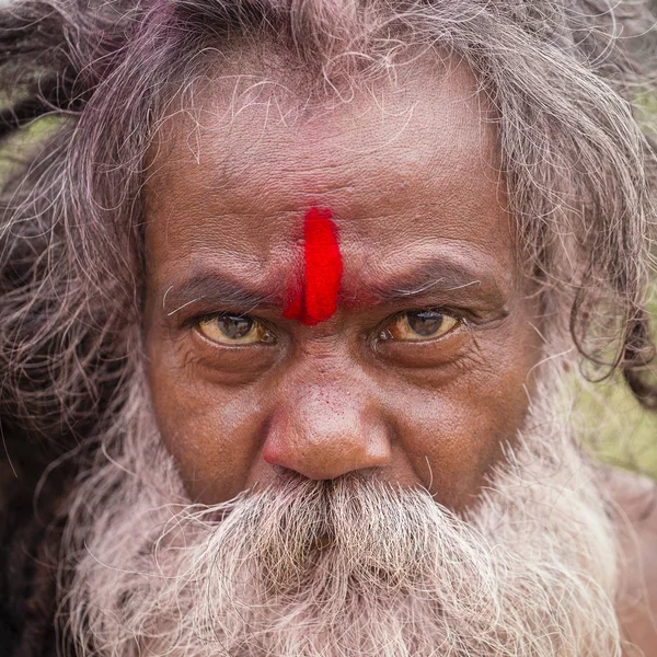 Πορτρέτο του Shaiva sadhu, ιερό άτομο Πασουπατινάθ, Κατμαντού. Νεπάλ — Φωτογραφία Αρχείου