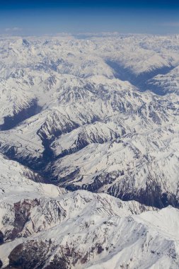 Tibet'te Himalaya Dağları'nın Üstten Görünüm