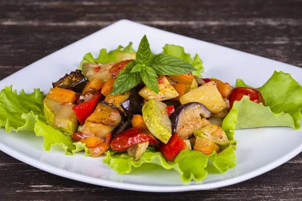 Vegetable stew in plate, close up. — Stock Photo, Image