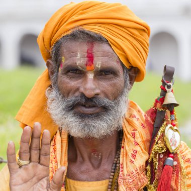 Shaiva sadhu, Pashupatinath Tapınağı, Katmandu kutsal adam portresi. Nepal