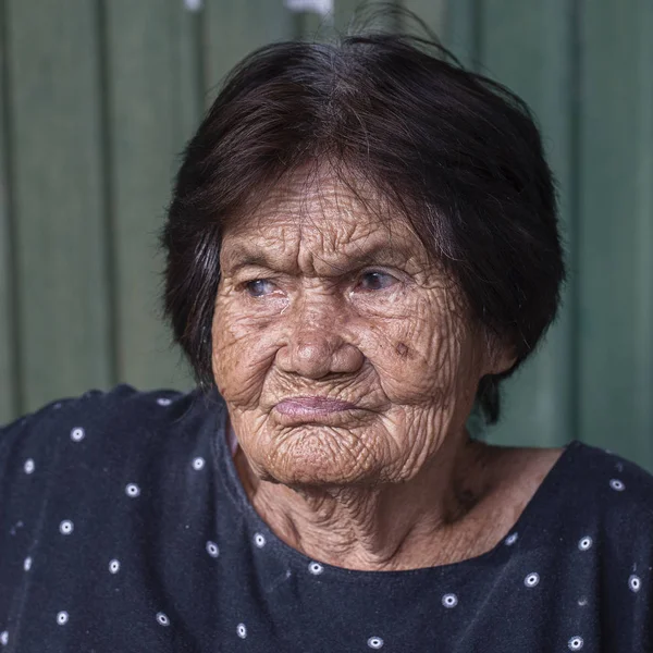 Portrait old woman in market, Koh Phangan. Thailand — Stock Photo, Image