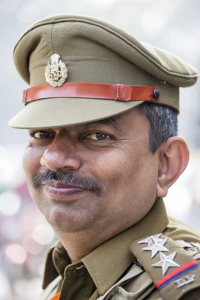 Retrato de militares participan en actividades de ensayo para el próximo desfile del Día de la República de la India. Nueva Delhi, India — Foto de Stock