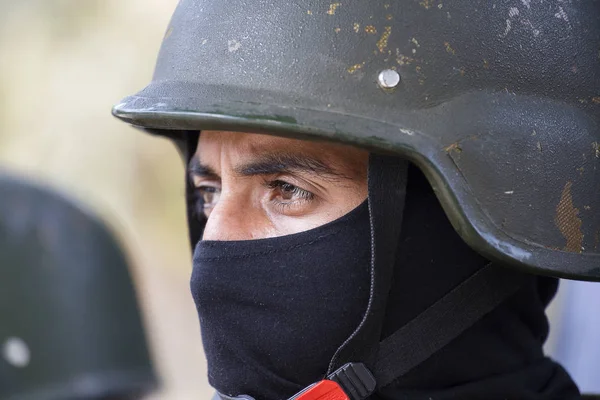 Portrait of Indian soldier take part in rehearsal activities for the upcoming India Republic Day parade. New Delhi, India — Stock Photo, Image