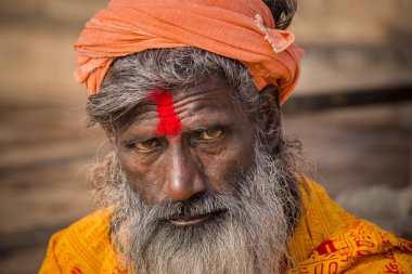 Shaiva sadhu, Varanasi, Hindistan'da kutsal adam portresi