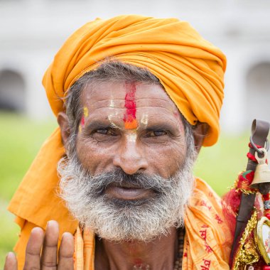 Shaiva sadhu, Pashupatinath Tapınağı, Katmandu kutsal adam portresi. Nepal
