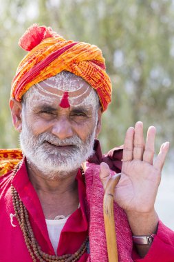 Shaiva sadhu, Pashupatinath Tapınağı, Katmandu kutsal adam portresi. Nepal