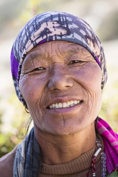 Porträt einer alten Frau im Himalaya-Dorf, Nepal — Stockfoto