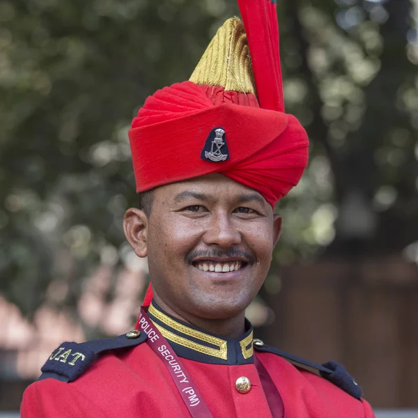 Portrait d'hommes militaires prennent part à des activités de répétition pour le prochain défilé de la fête de la République de l'Inde. New Delhi, Inde — Photo