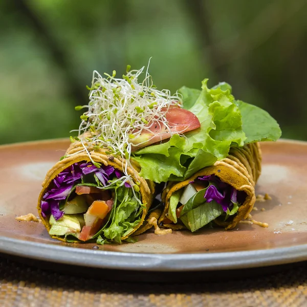 Vegane Wraps mit rohem Gemüse. island bali, ubud, indonesien — Stockfoto