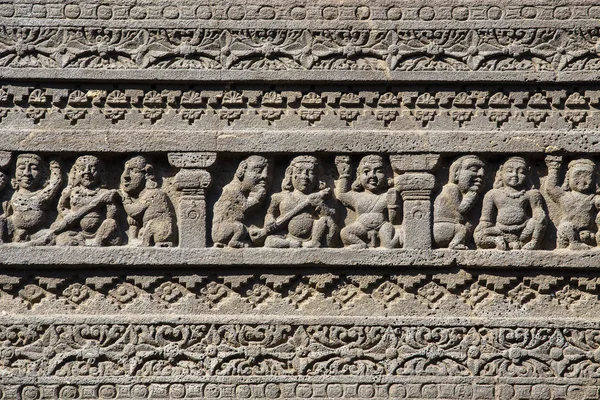 Hällristningar textur bakgrund av Ajanta grotta i Aurangābād, India — Stockfoto