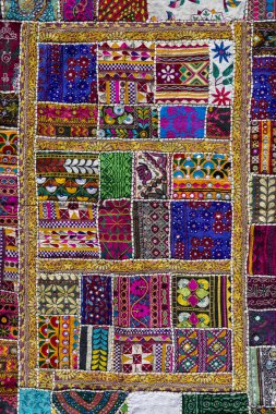 Rajasthan Hindistan patchwork halı. Hindistan