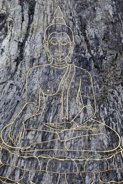 Big Buddha image on the mountain. Wat Khao Chi Chan, Pattaya, Thailand — Stock Photo, Image