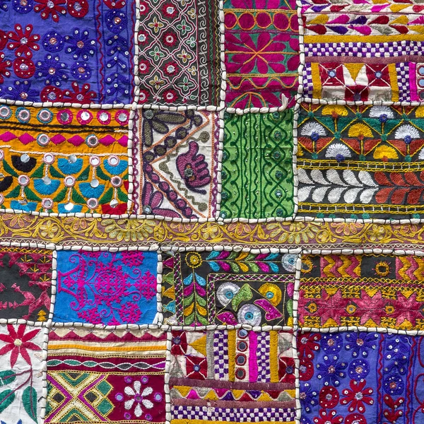 Detalle alfombra patchwork. De cerca. — Foto de Stock