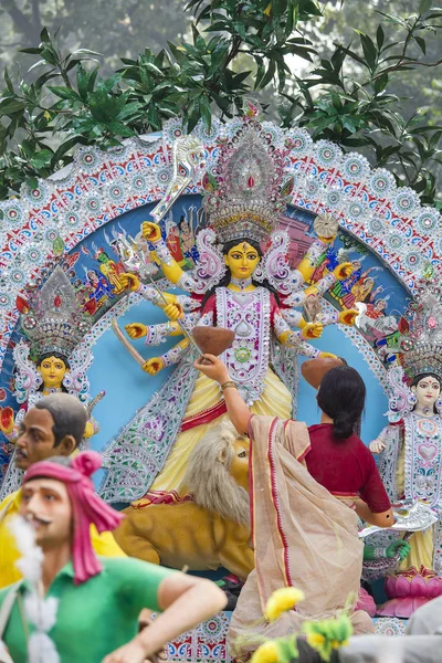 Durga Idol - Durga puja Navratri, New Delhi, India — Stock Photo, Image