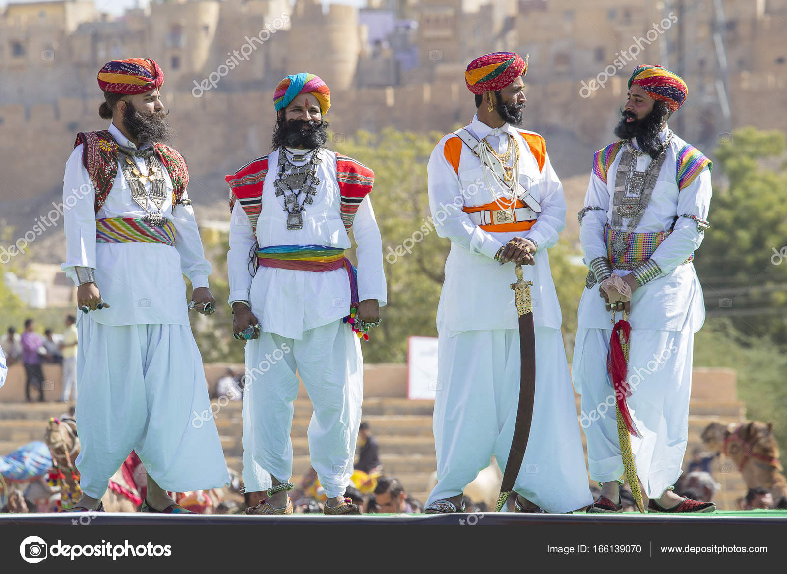 Indian men wearing traditional Rajasthani dress participate in Mr. Desert contest as part of Desert Festival in Jaisalmer Rajasthan India Stock Editorial Photo OlegDoroshenko 166139070
