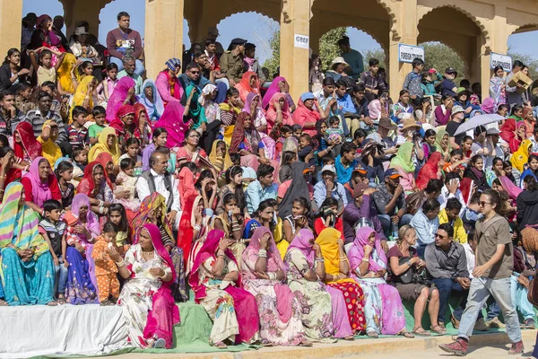 stock image Indian people in Desert Festival in Jaisalmer, Rajasthan, India