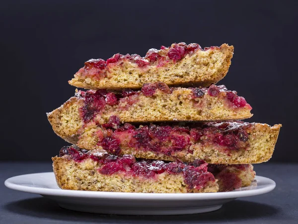 Ev yapımı organik kızılcık pasta tatlı yemek hazır kapatın. Kızılcık tart.