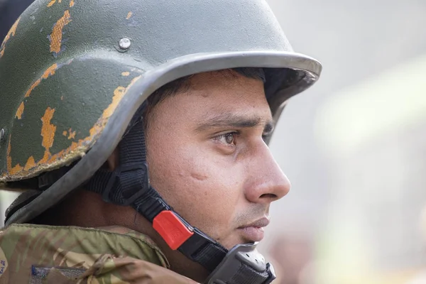 Indian Soldiers take part in rehearsal activities for the upcoming India Republic Day parade. New Delhi, India — Stock Photo, Image