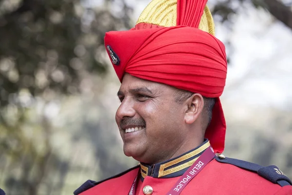 Retrato de homens militares participam em atividades de ensaio para o próximo desfile do Dia da República da Índia. Nova Deli, Índia — Fotografia de Stock