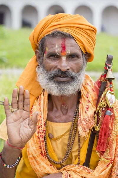 Portrét Sádhu Pashupatinath Temple v Káthmándú, Nepál — Stock fotografie