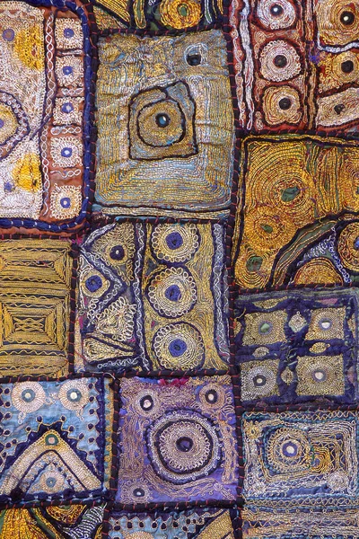 Detail of a colorful patchwork carpet — Stock Photo, Image
