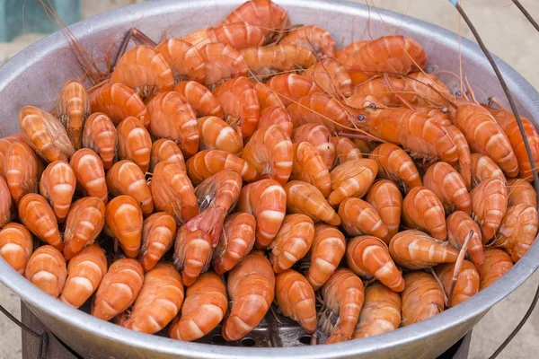 Βραστές γαρίδες στην αγορά, Ταϊλάνδη — Φωτογραφία Αρχείου