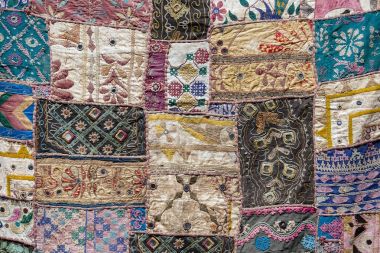 Detay eski bir patchwork halı