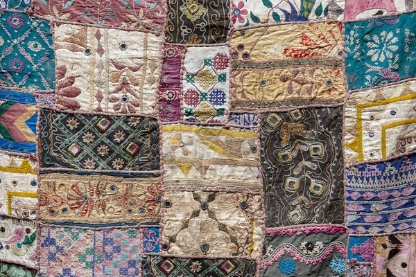 Detalj av en gammal patchwork matta — Stockfoto