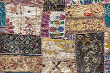 Detay eski bir patchwork halı